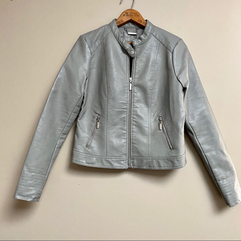 J2 faux leather light gray moto jacket - Picture 11 of 11